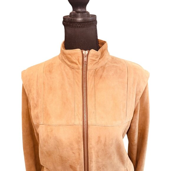 Vintage Leather by New England Classic Money Camel Leather Bomber Moto Jacket M - Picture 4 of 13
